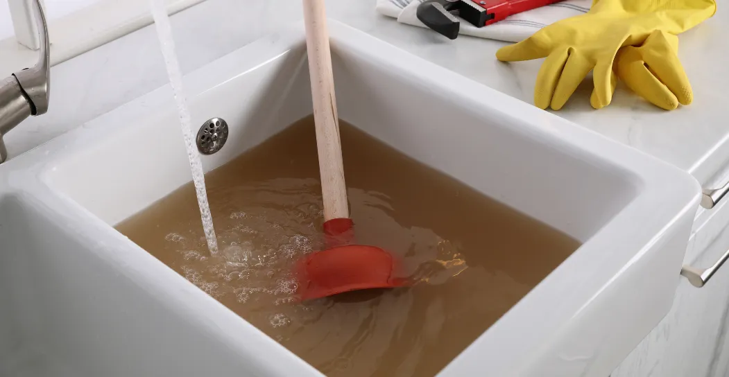 Profesionales arreglando y desatascando fregaderos